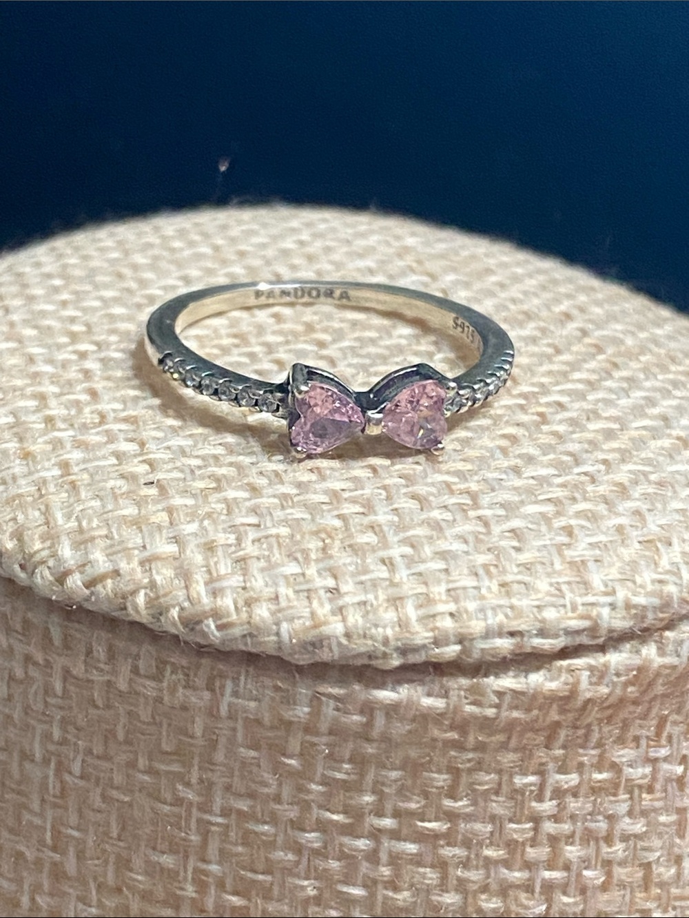 Pandora Sterling Ring with Pink Bow CZ Accents